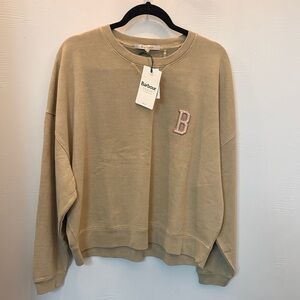 Barbour Beige Crewneck Sweatshirt with Embroidered B